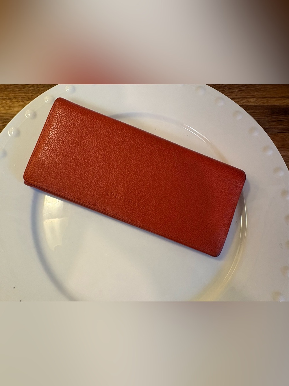 Longchamp orange Le Foulonné Wallet